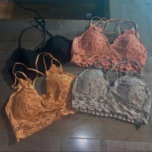 LOT OF SIX Wishlist and Aerie Bralettes Free People Dupe Medium